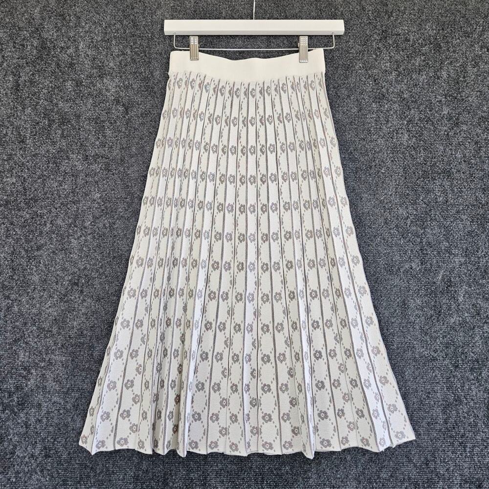 ONLY Knit Pleated Midi Skirt NWT Size S Vanilla Ice
